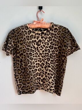 JOSEPH Cashmere Leopard Print Short Sleeve Tee S